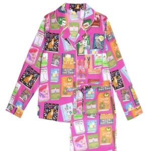 Karen Mabon Agatha Christie Books Pajama Pants Shirt Set Pink